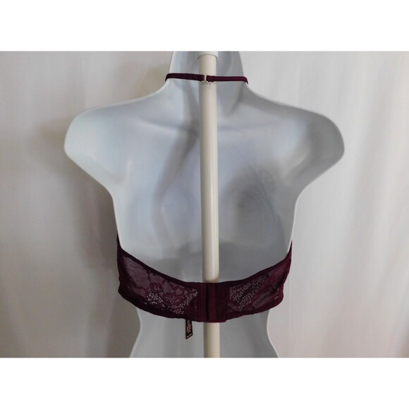 Victoria's Secret Bralette Purple Lace Bra Underwire Sheer Front Halter Size 36C - Picture 3 of 14